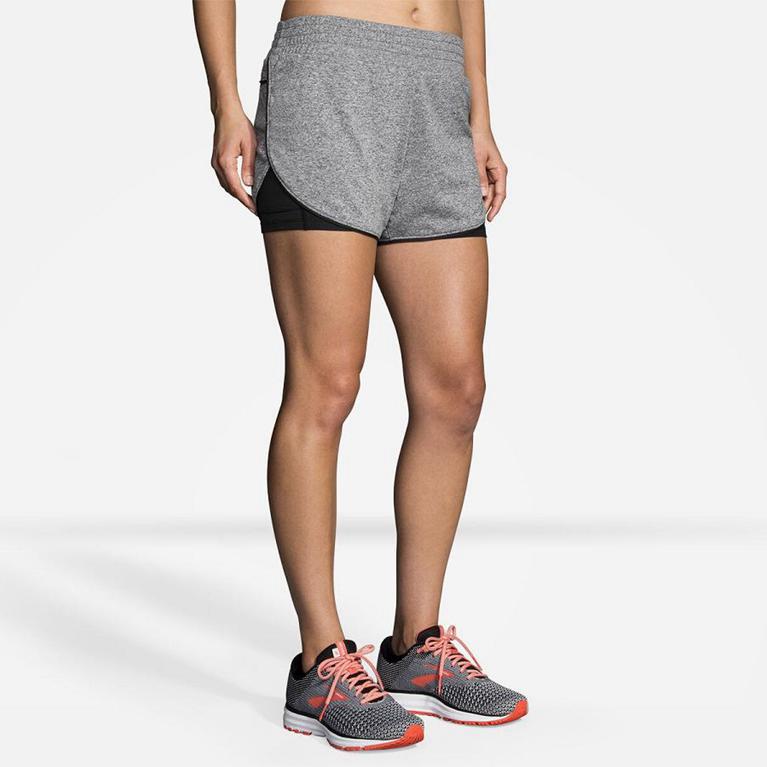 Brooks Rep 3 2-In-1 - Womens Running Shorts - Grey (04578VODP)